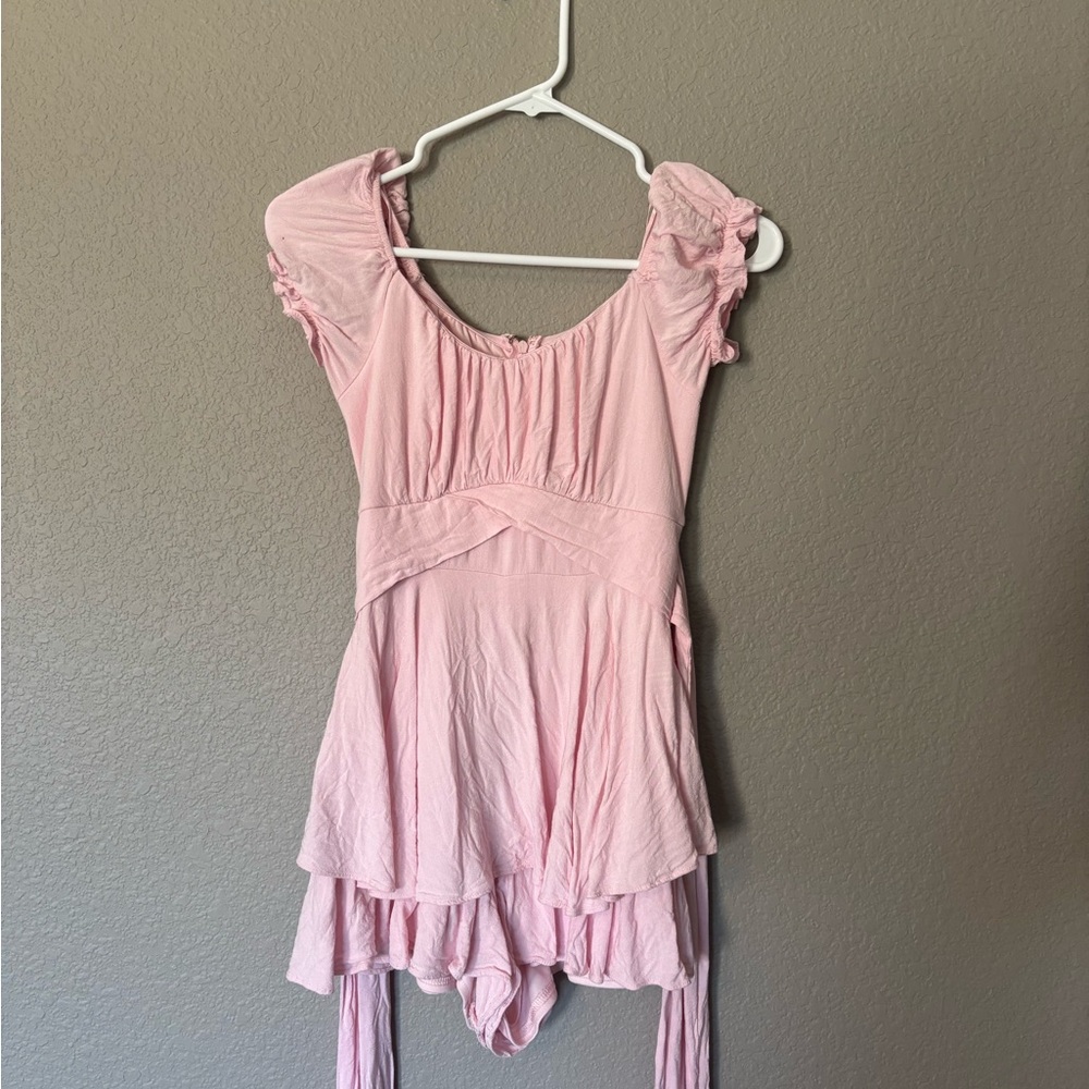 Altar’d State Pink Haisley Double Layered Romper size XS